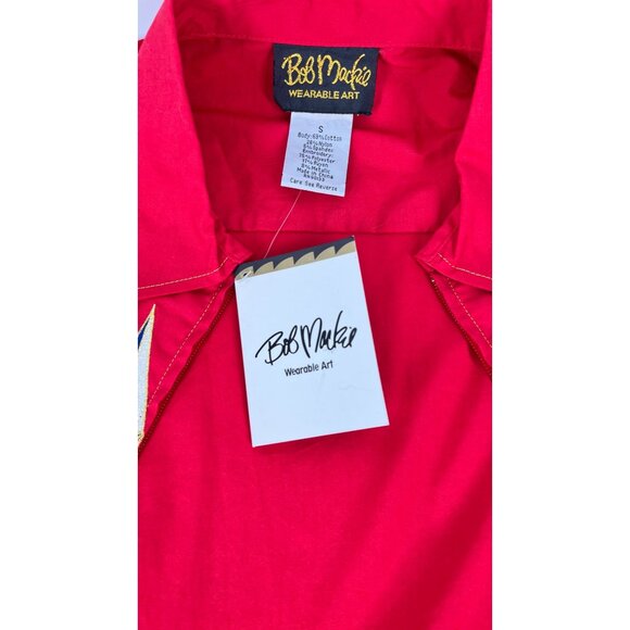 NWT Bob Mackie Wearable Art Red Embroidered Starburst Jacket Womens Small Tunic - Picture 15 of 16